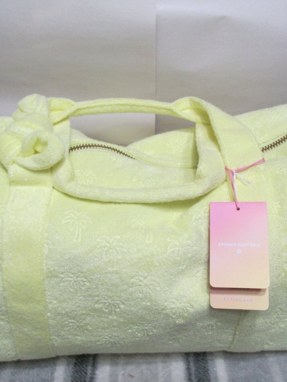 P2945-NWT Stoney Clover X Target Lemon Yellow Palm Treey Terry Duffle with Strap